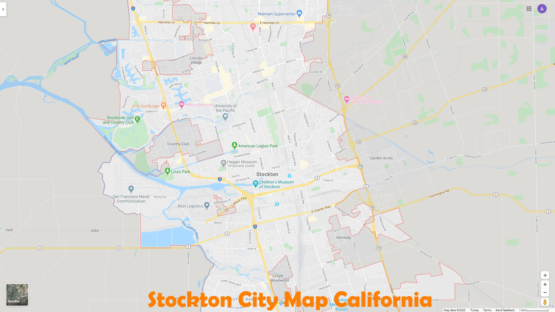 Stockton City Map California